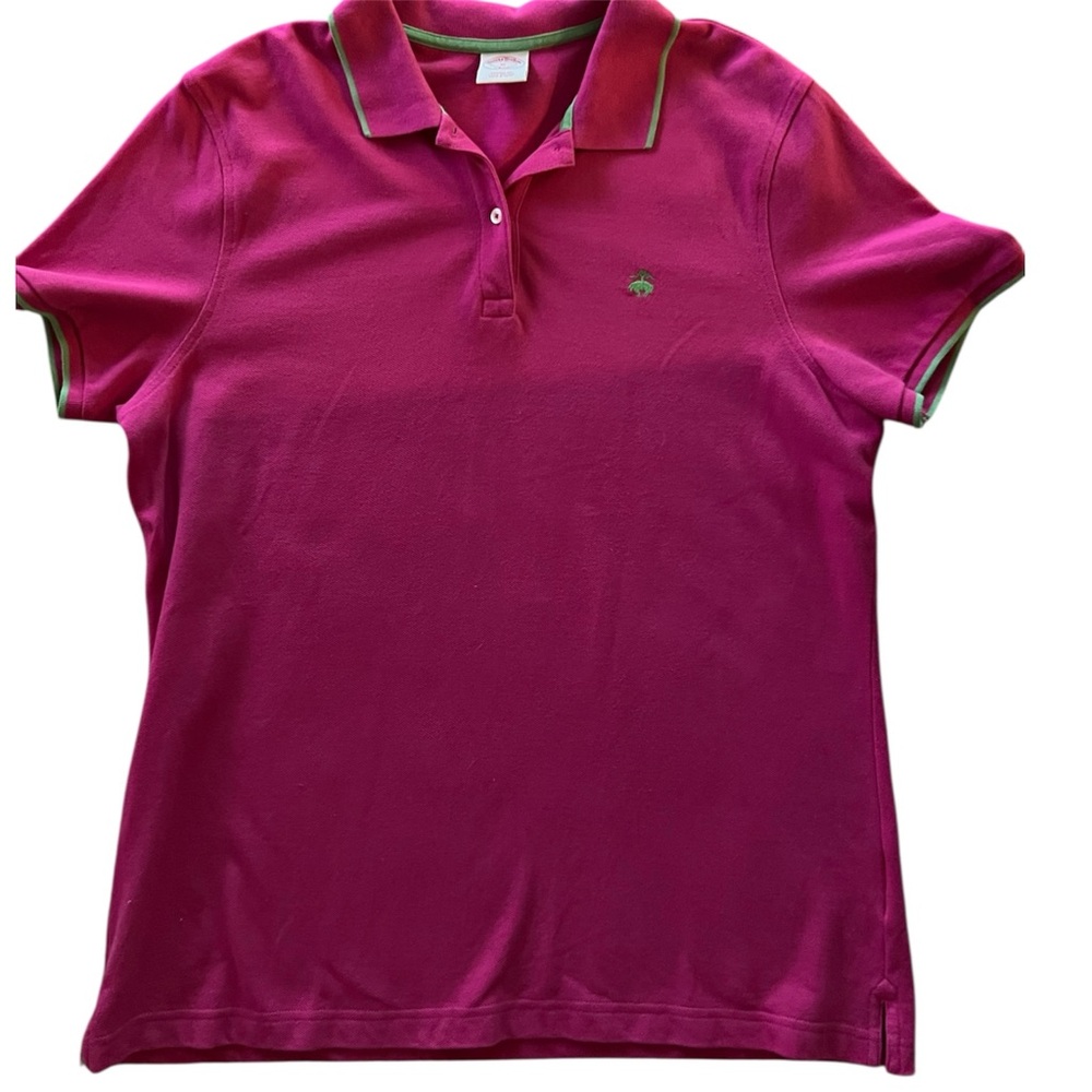 Brooks Brothers Polo Shirt Pink Green Logo Polo Preppy Shirt Womens XL